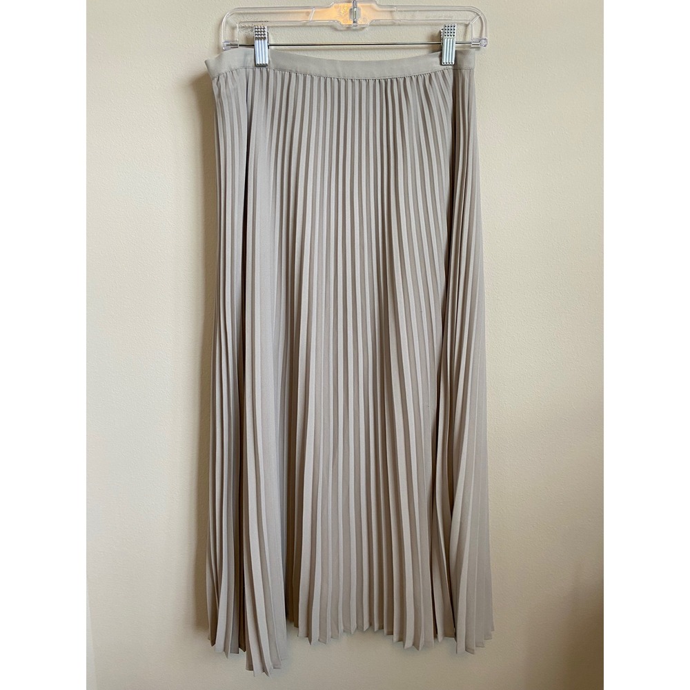 Babaton Aritzia Jude Pleated Midi Skirt Light Gray Oak High Waisted Size L - Picture 5 of 7